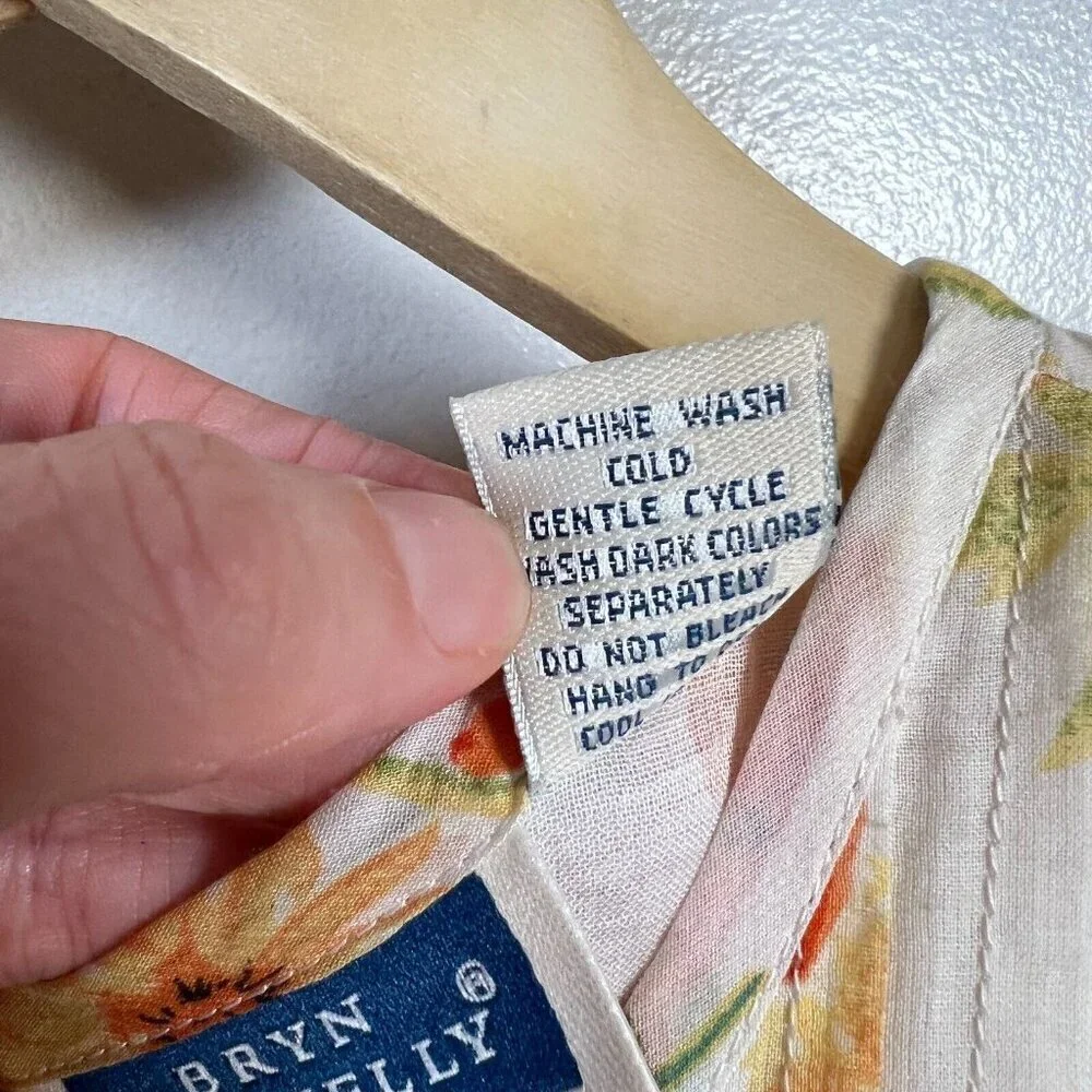 Vintage Bryn Connelly Midi Dress Size 10 Floral Orange Sleeveless Cottagecore